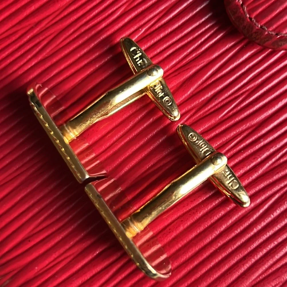 Christian Dior Men's Cuff links Gold & Silver Tone Vintage authentic